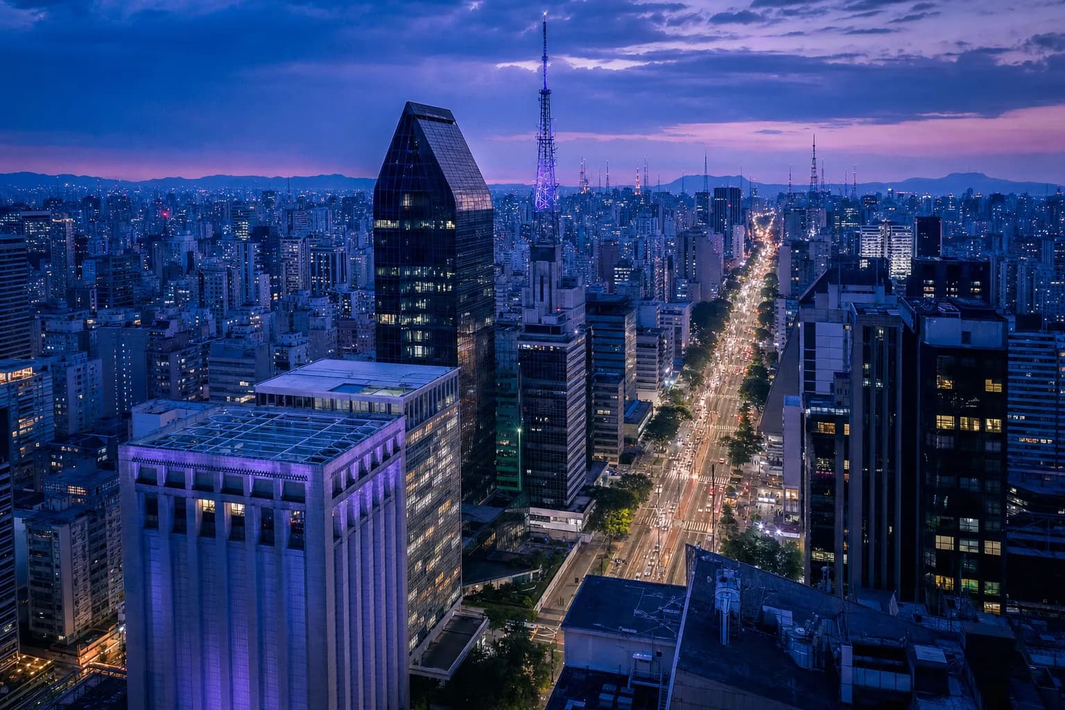 São Paulo, Brasil, al atardecer