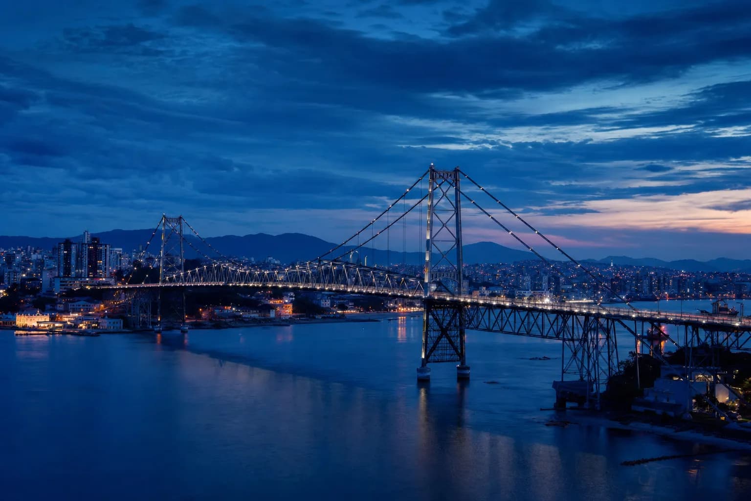 Florianópolis, Brazil, at dusk