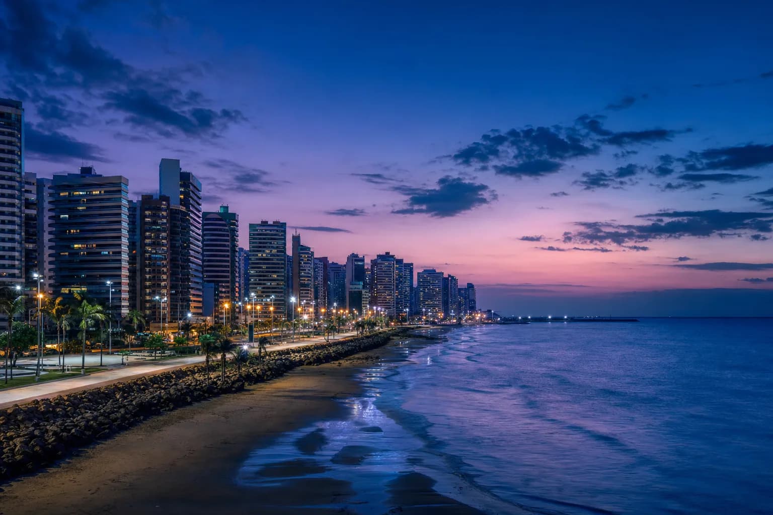 Fortaleza, Brazil, at dusk