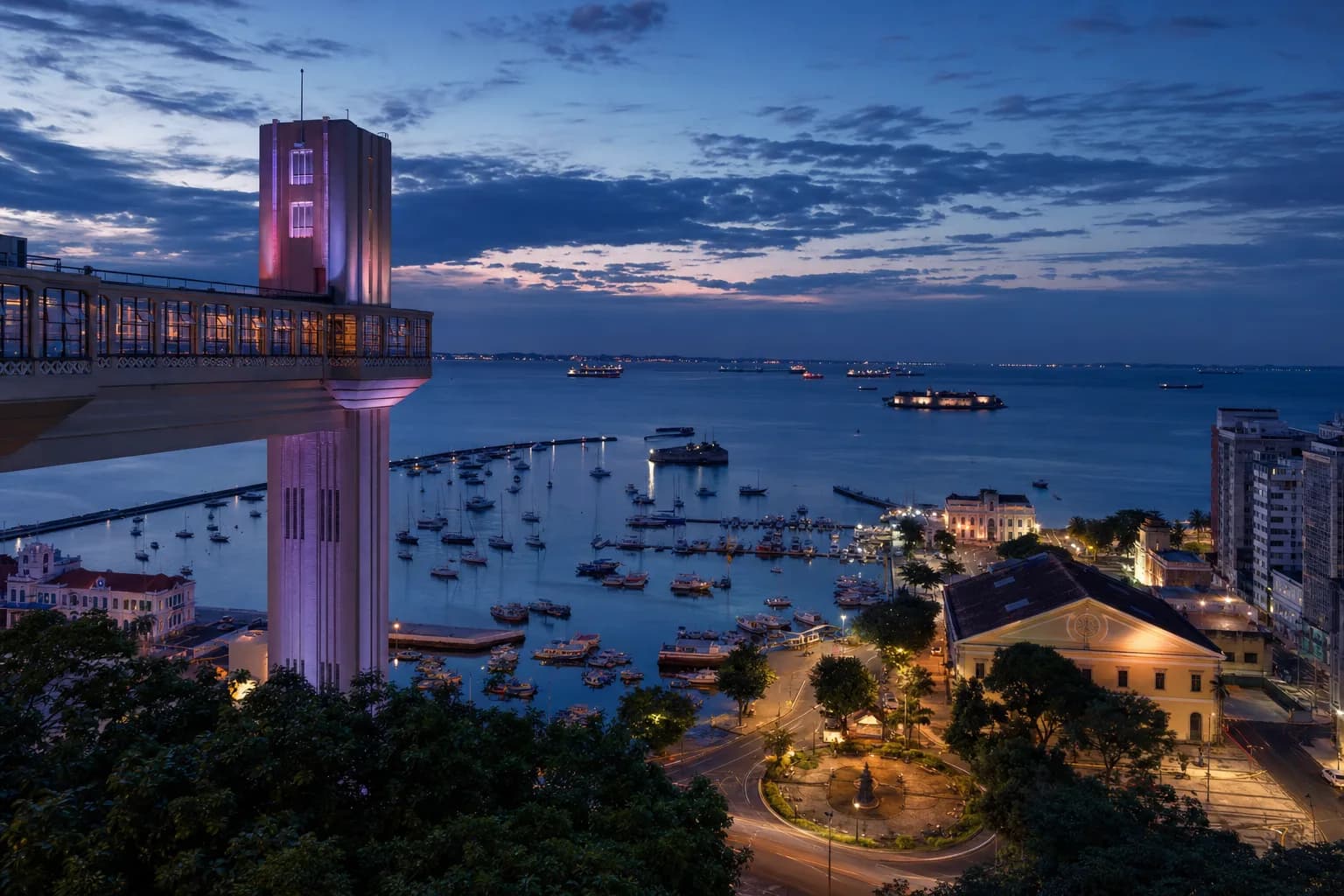 Salvador, Brazil, at dusk